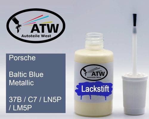 Porsche, Baltic Blue Metallic, 37B / C7 / LN5P / LM5P: 20ml Lackstift, von ATW Autoteile West.